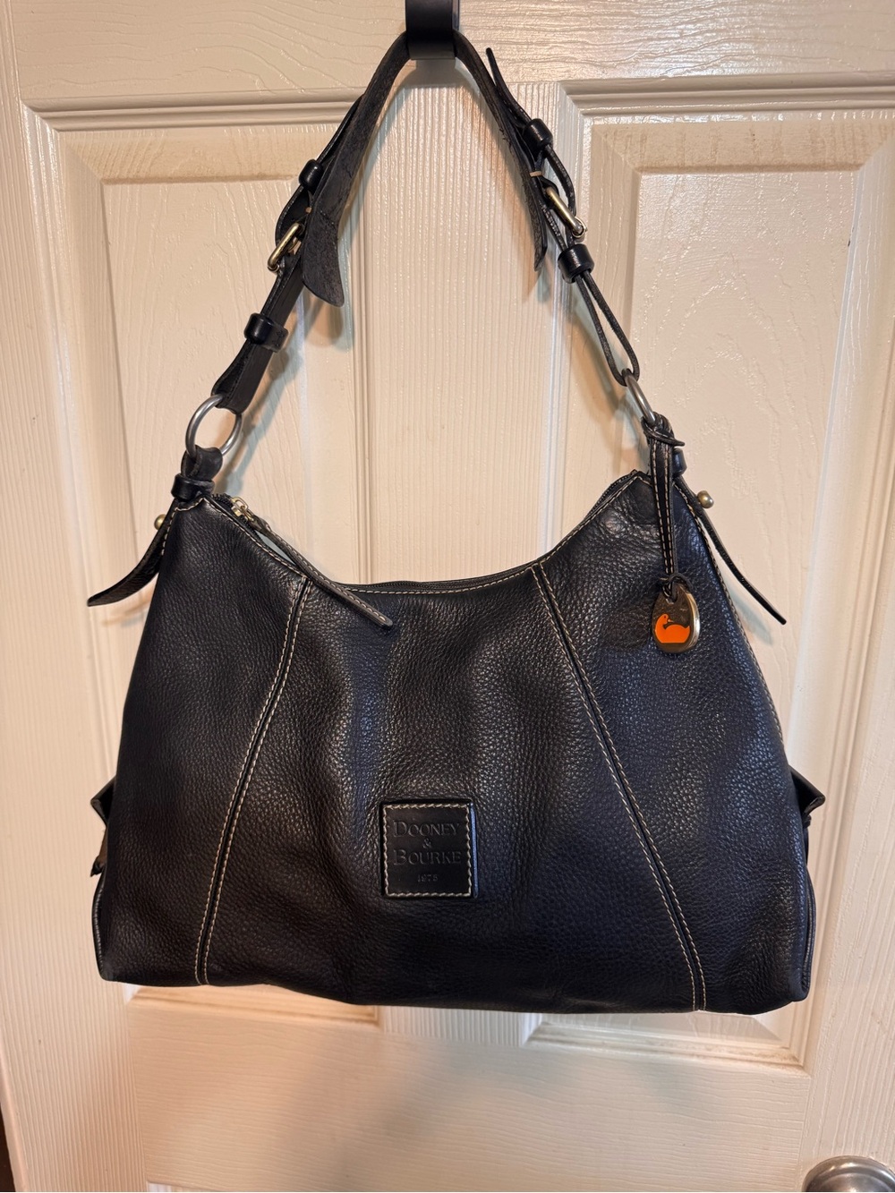 Dooney & Bourke Black Pebbled East/West Leather Shoulder Hobo